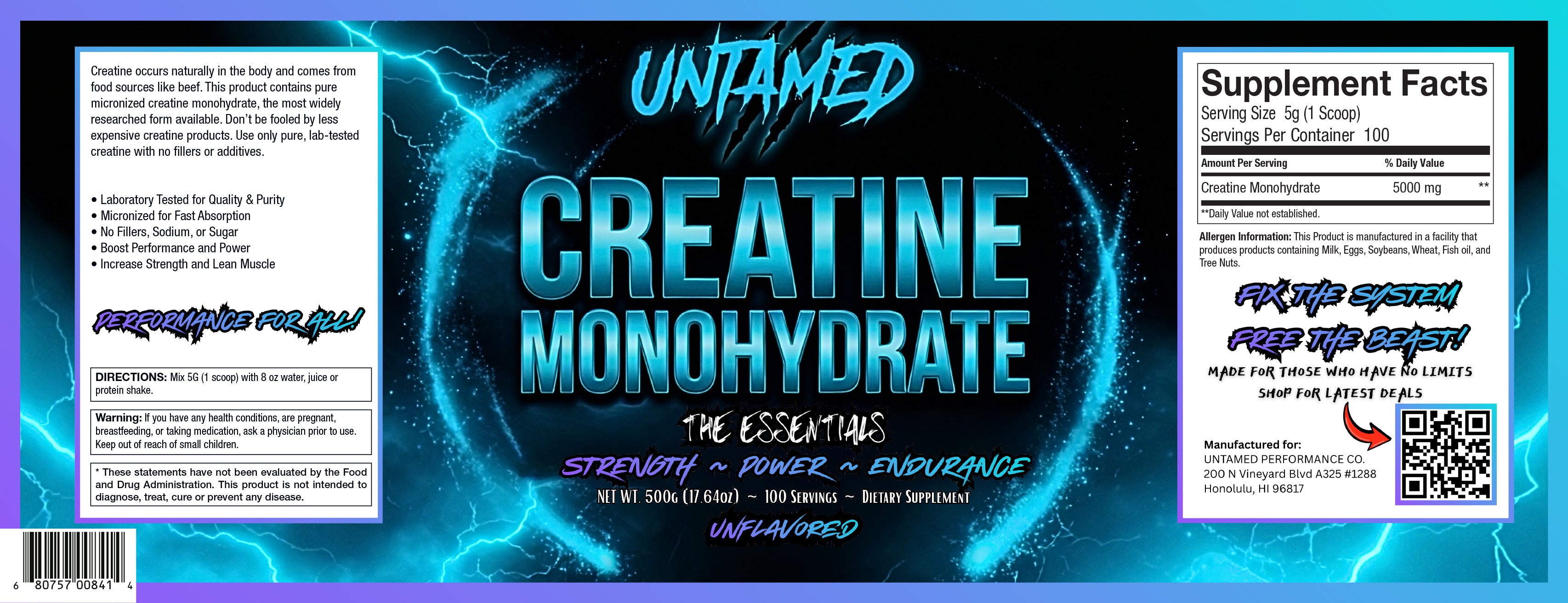 🔥 UNTAMED CREATINE MONOHYDRATE