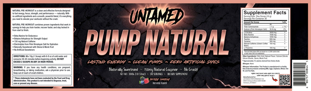 🔥 UNTAMED PUMP NATURAL PRE-WORKOUT