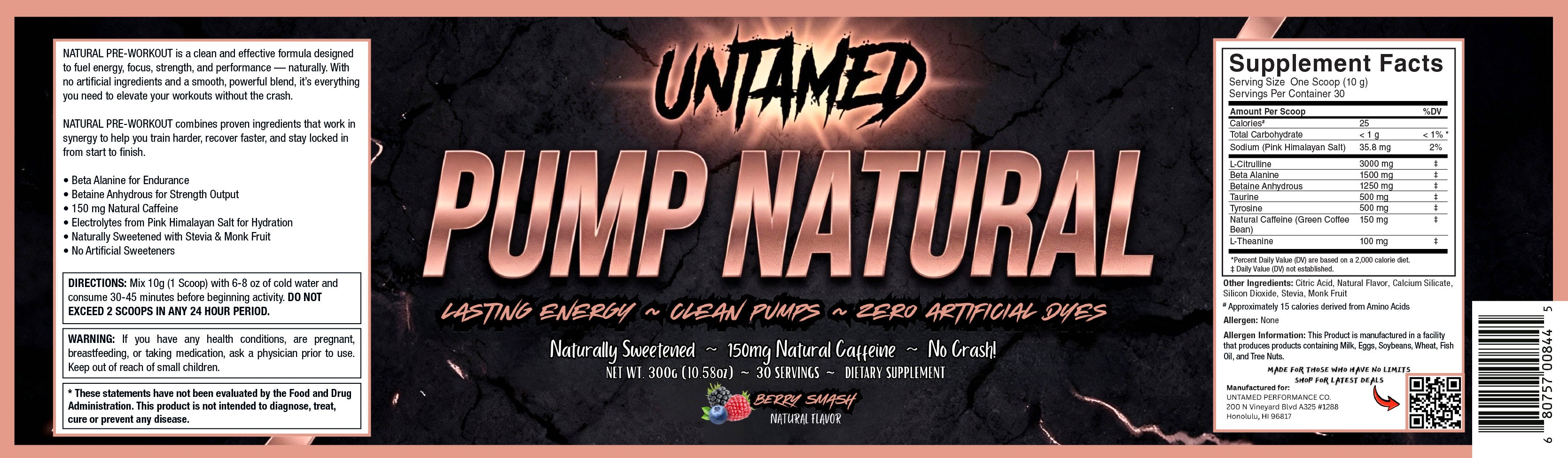 🔥 UNTAMED PUMP NATURAL PRE-WORKOUT