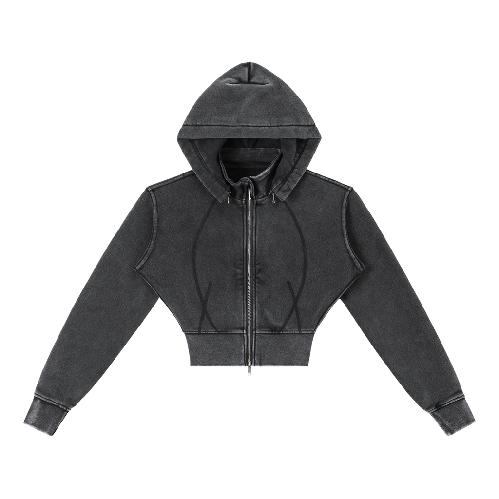 🔥The "Icon" Cropped Zip Hoodie | Vintage Patchwork Essential